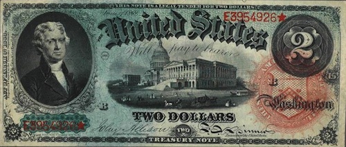 $2 Bill from 1869, photo courtesy of Wikipedia $2 Bill from 1869, photo courtesy of Wikipedia